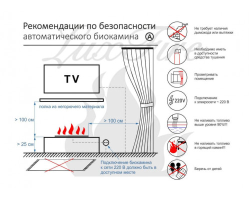 Автоматический биокамин Lux Fire Smart Flame 1600 RC INOX